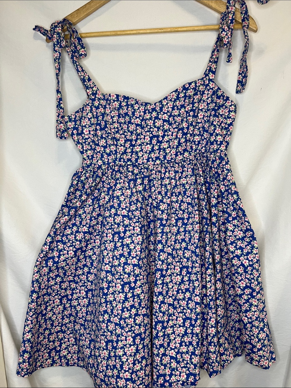 Altar'd State Navy Blue Floral Tie-Shoulder Sundress